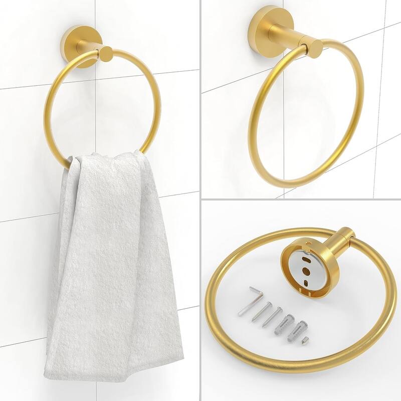 3-Piece Wall Mount Hardware Set 304 Stainless Steel Toilet Paper Holder and Towel Ring