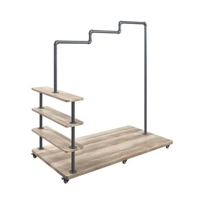 Clothing Rack in Oak and Sandy Gray