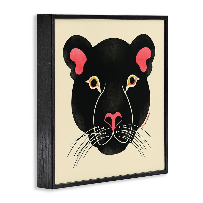 Stupell Minimal Wild Panther Face Framed Giclee Art Design By Carrie Cantwell