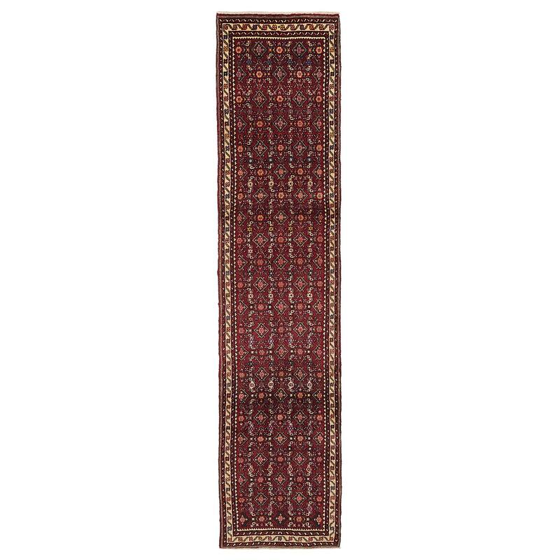ECARPETGALLERY Hand-knotted Andelz Dark Red Wool Rug - 2'4 x 10'11