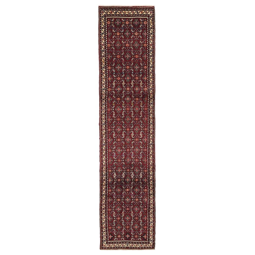ECARPETGALLERY Hand-knotted Andelz Dark Red Wool Rug - 2'4 x 10'11