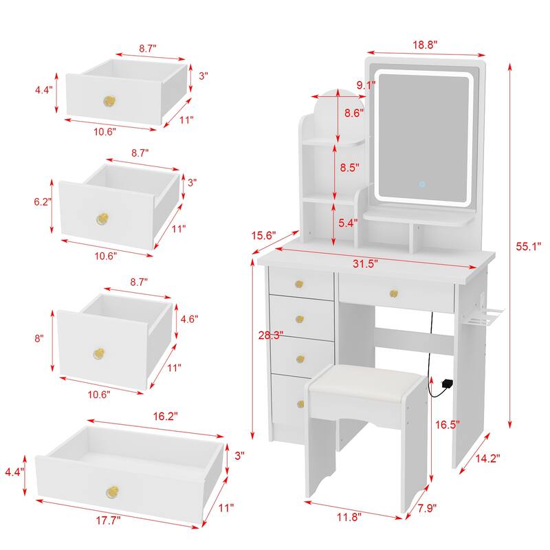 Stylish Vanity Set for Beauty Enthusiasts with Cushioned Stool