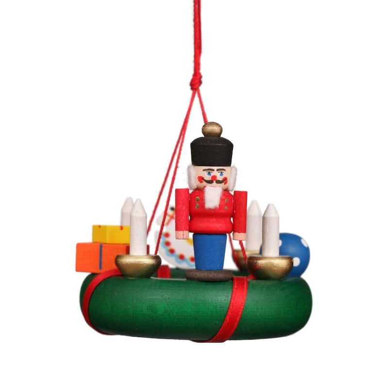 2.25" Green Red Beige Wreath A Nutcracker Christian Ulbricht Ornament
