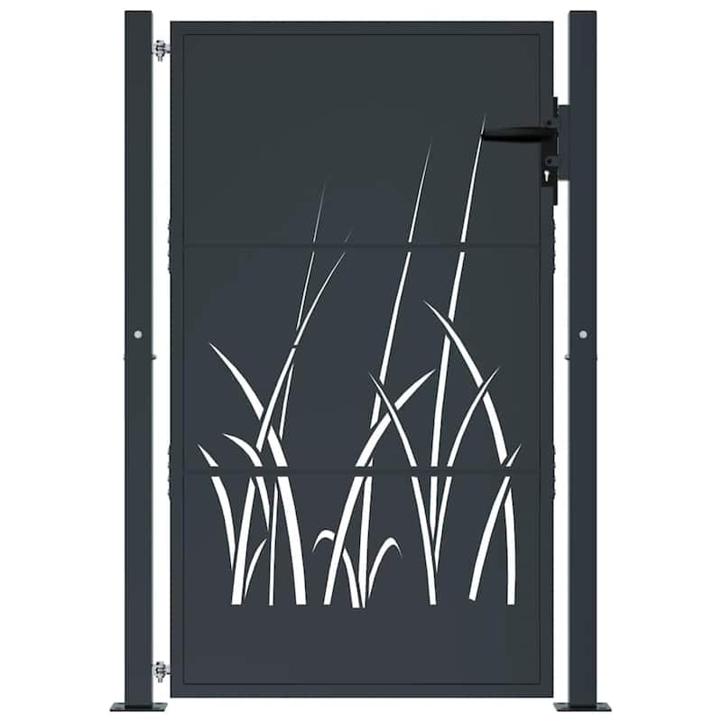 vidaXL Garden Gate Anthracite 39.4x59.1" Steel Grass Design - 43.3 x 61.0"