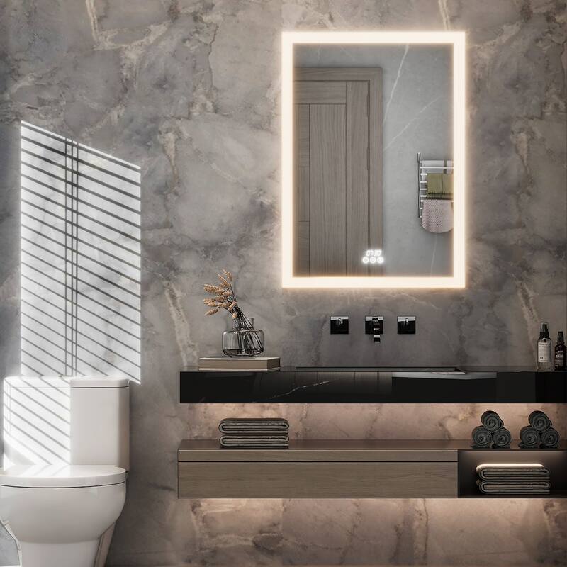 Full-frame LED-lit Medicine Cabinet with Mirrors, Defogger, Clock, Temperature