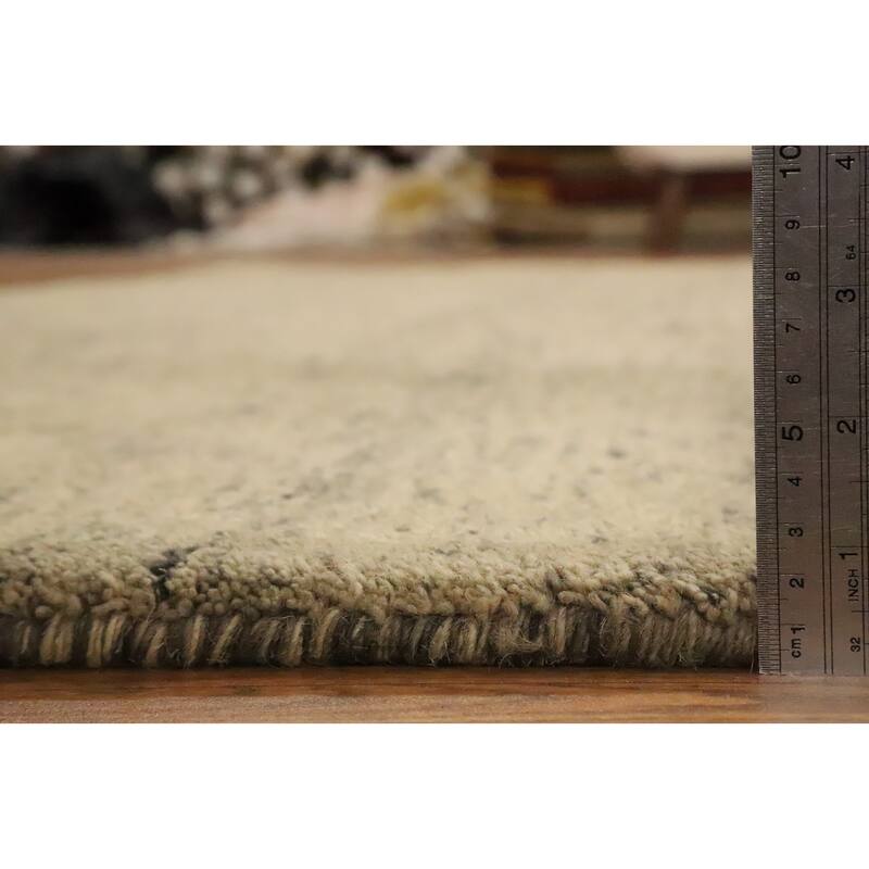 Hand Knotted Oriental 100% Wool Carpet Modern Modern Beige & Ivories Gabbeh Area Rug - 11' 3'' X 8' 4''