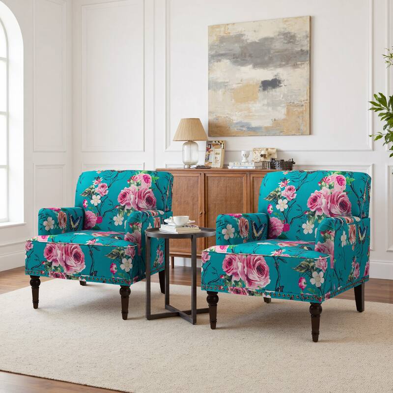 Vintage 29" W Patterned Striped Accent Chairs