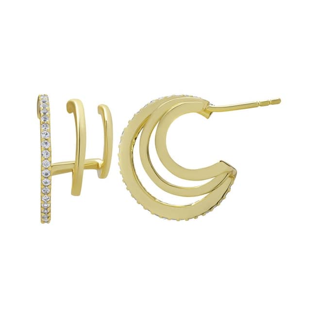 Victoria Townsend Gold over Sterling Silver Lab White Sapphire 3 Row Illusion Half Hoop Earrings