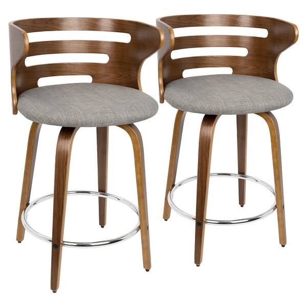 slide 28 of 28, Carson Carrington Cranagh Mid-century Modern Upholstered Counter Stools (Set of 2) - N/A Grey Fabric