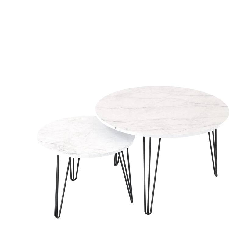 Wood End Table Coffee Table Dining Table Set of 2 with Iron Legs Sofa Table Display Table Office Table for Bedroom