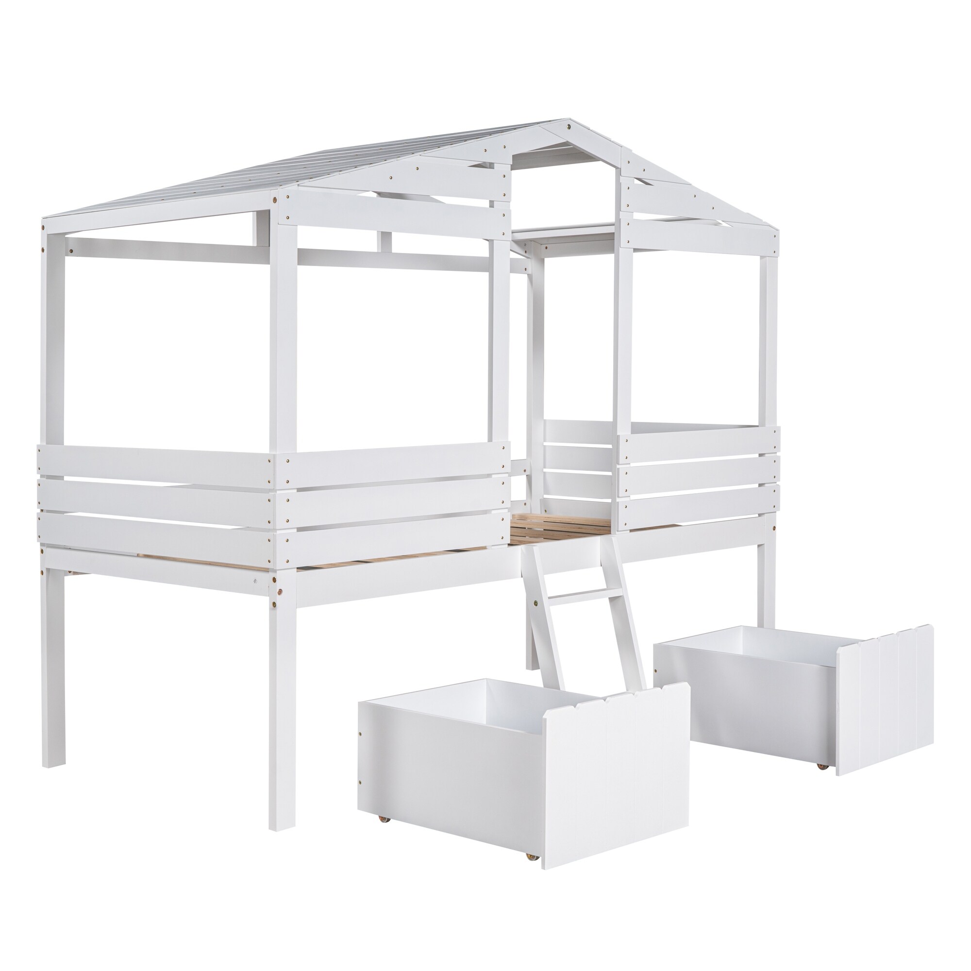 ホットプレート セール with Bed Loft Low Size Twin Treehouse 2 Solid Boxes, Storage ドラゴンボールカード