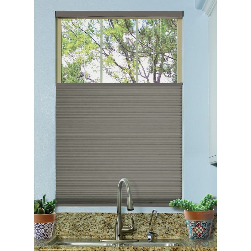BlindsAvenue Cordless Top Down/Bottom Up Blackout Cellular Honeycomb Shade, 9/16" Single Cell, Antique Pewter