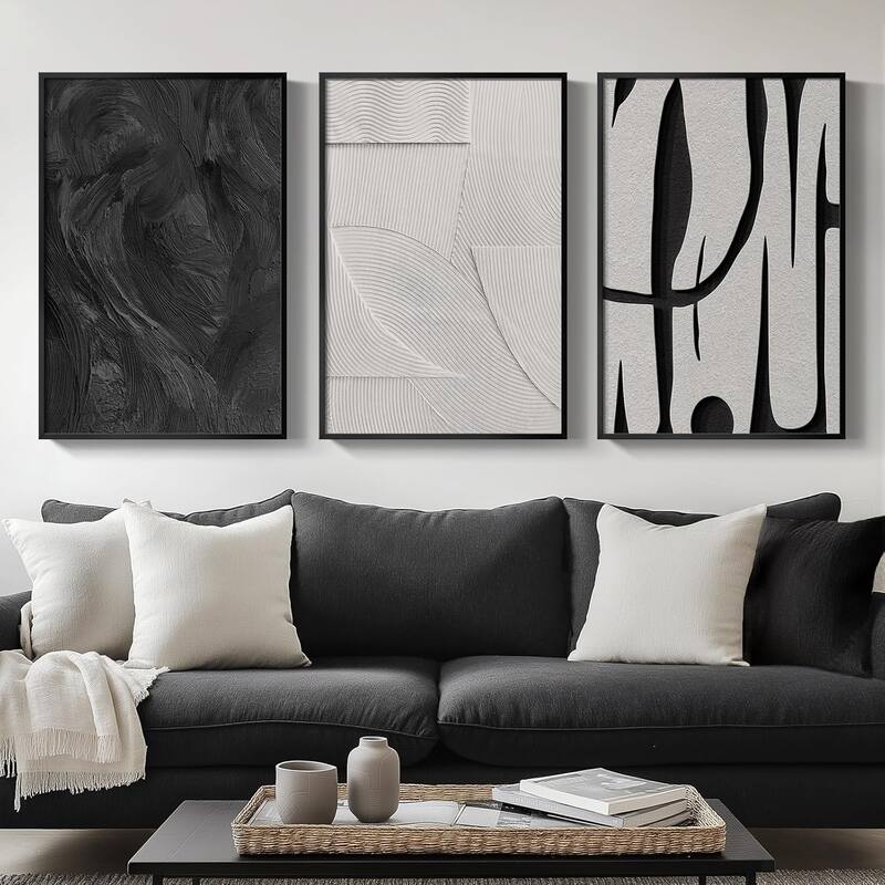Minimalist Black White Abstract Pictures - 16 x 24