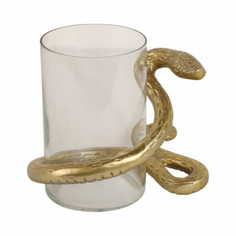 Modern Metal Snakaround Pillar Candle Holder for Home Decor - Gold