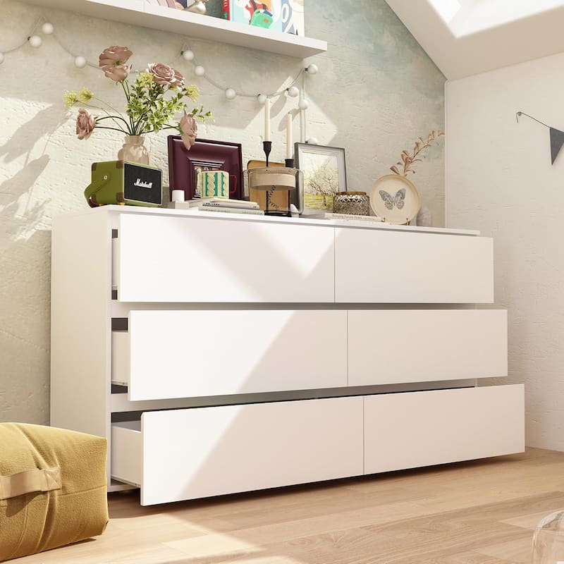 ELEMOVE Chests Of Drawers Storage Dresser Chest with 6 Drawers Large Storage Space Top Storage Space