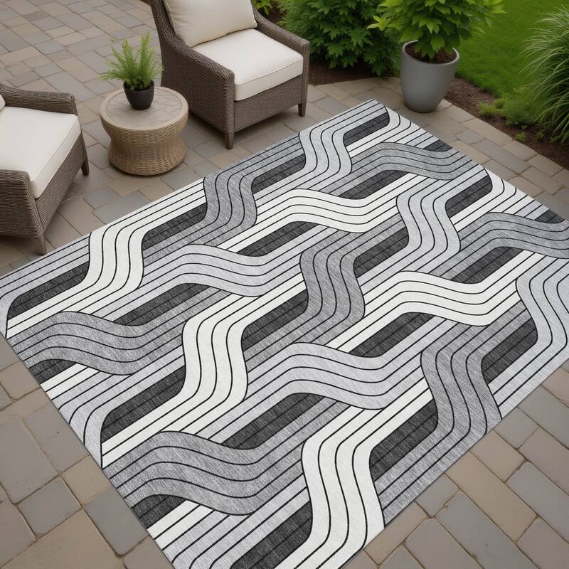 Machine Washable Indoor/ Outdoor Modern Pathway Chantille Rug