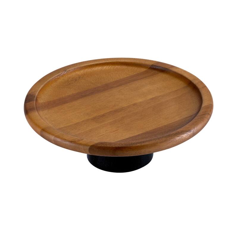 Cake Stand - small - Black Acacia Base - Brown