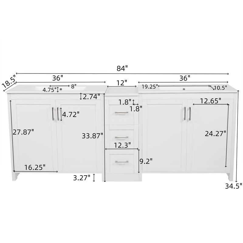 Christopher Knight Home - Vesper Ceramic Dual Sink 84" Vanity