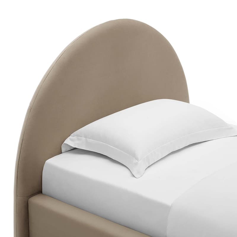 Resort Upholstered Fabric Arched Round Twin Platform Bed