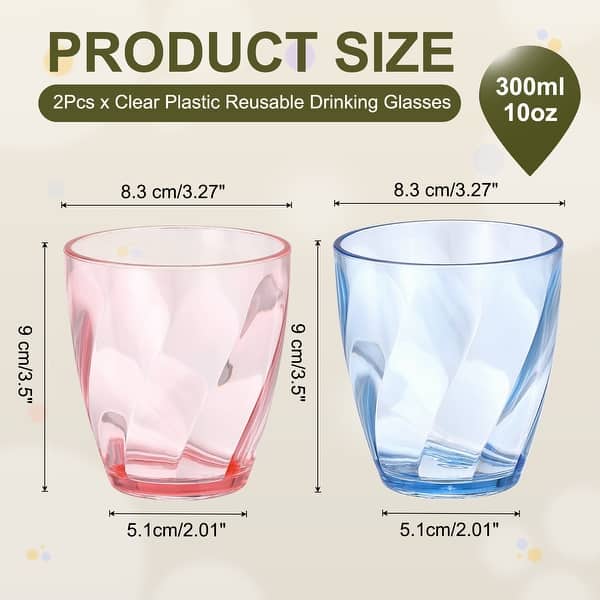 dimension image slide 17 of 18, Clear Reusable Drinking Glasses Diagonal Texture Plastic Cup