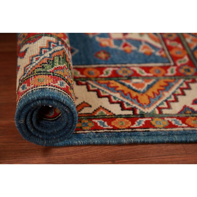 Blue Kazak Oriental Foyer Rug Handmade Wool Carpet - 2'8"x 4'2"