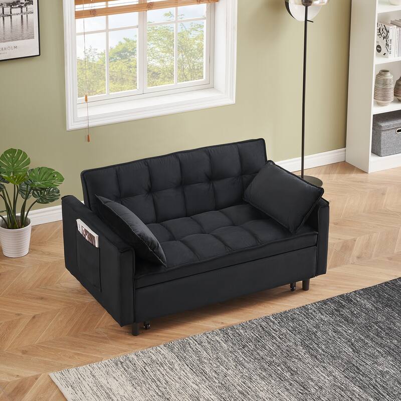 55" 3-in-1 Double Pull-Out Sofa Bed for Living Room