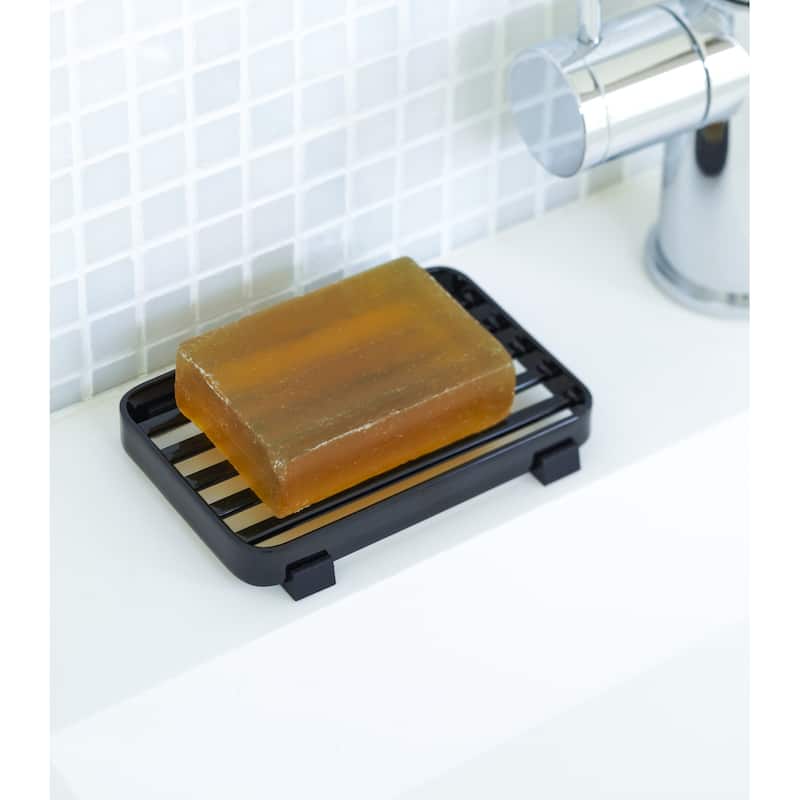 Yamazaki Home Slotted Soap Tray, Steel - L 2.95 x W 4.33 x H 0.47 inches