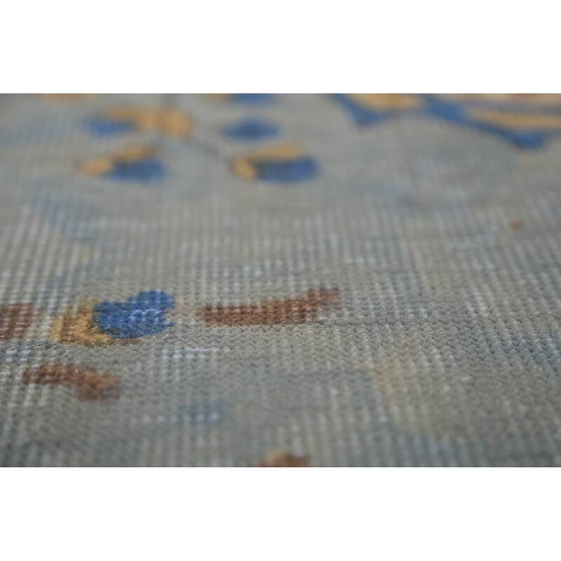 Blue Tabriz Persian Area Rug Oriental Floral Hand-Knotted Wool Carpet - 7'10"x 10'9"