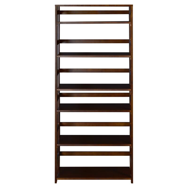 Fairway 67" High Folding Bookcase- Mocha Walnut