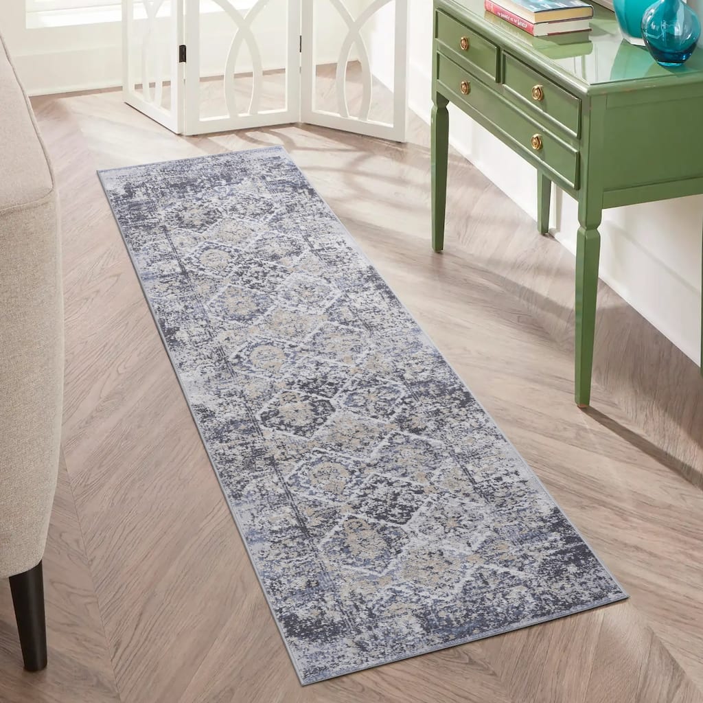 Zulene Oriental Machine Braided Polyester/Polypropylene Indoor / Outdoor Area Rug in Cream/Blue