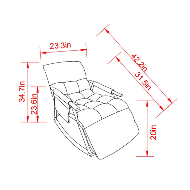 Casual Folding Rocking Chair Upholstered