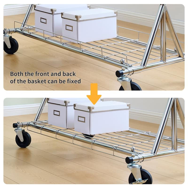 600LBS Metal Portable Rolling Clothes Racks with Wheels