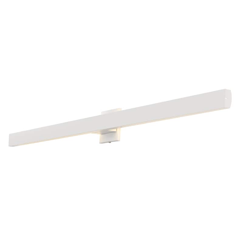 Palco Modern Minimalist Indoor/Outdoor Metal 350-Degree Rotatable Dimmable Integrated LED Wall Sconce, by JONATHAN Y - White - 49.5"