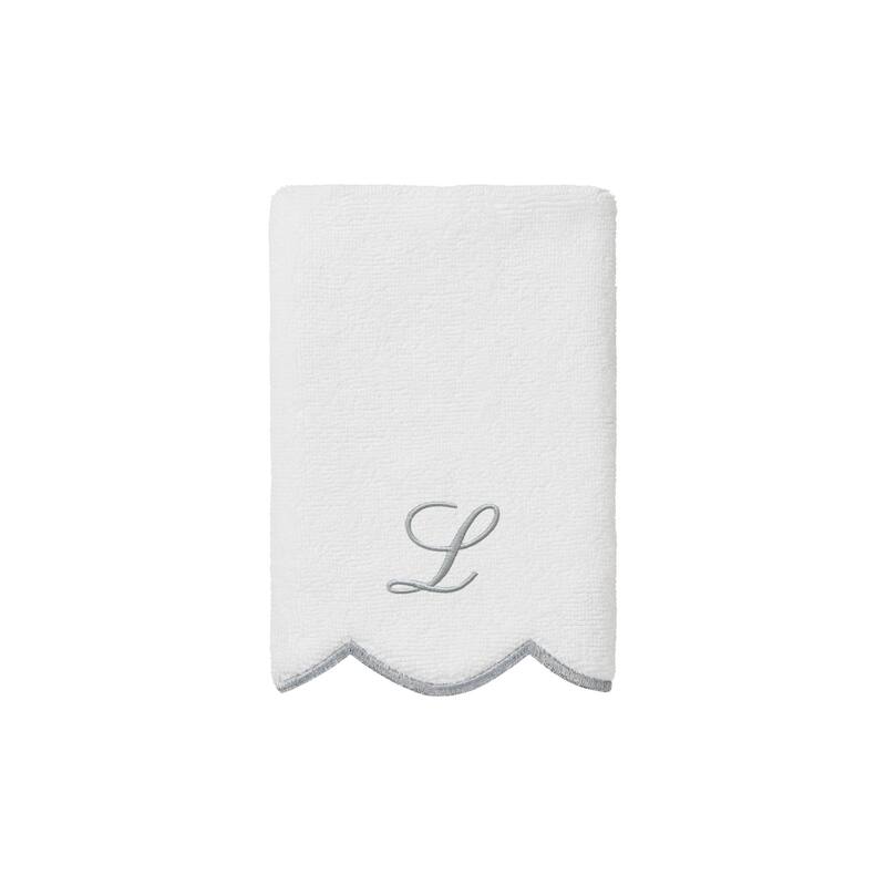 Authentic Hotel and Spa 100% Turkish Cotton Grey ADORNIA Scallop Personalized 3 Piece Towel Set - 3 Piece Set