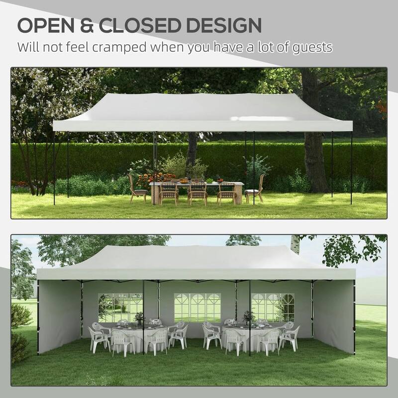 9.5'x28' Pop Up Canopy Tent,Height Adjustable,Carry Bag and Sand Bags