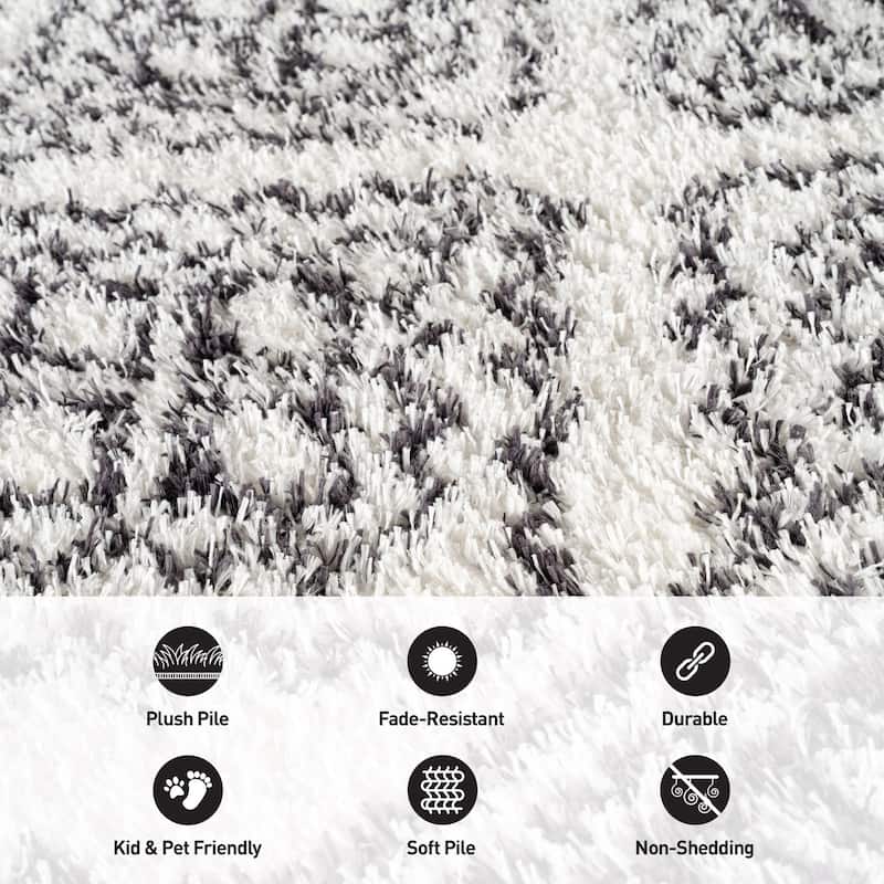 Geometric Shag Rug - Anthracite Dark Gray - Durable Rug for Living Room, Bedroom, or Entryway - Easy to Maintain