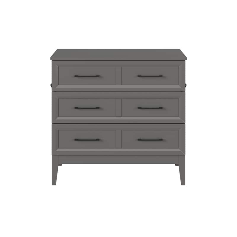 Solid Wood Murphy Bed Chest Twin Size with Mattress & Charger - Space Saving Furniture
