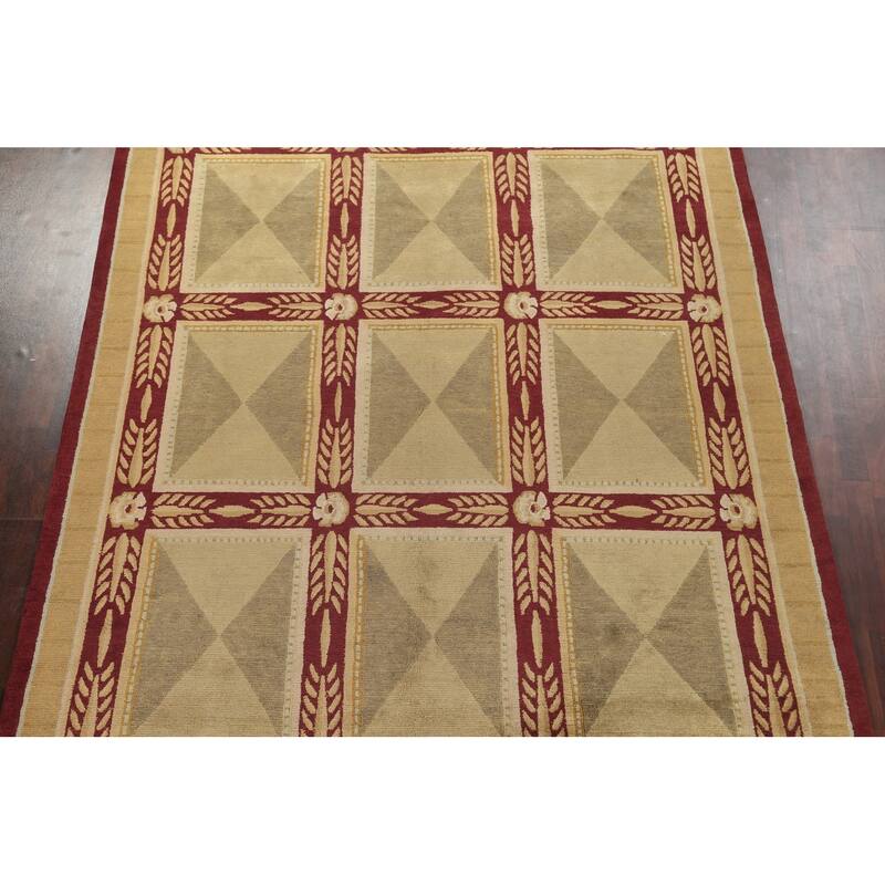Geometric Vegetable Dye Nepalese Oriental Area Rug Wool Hand-knotted - 8'4" x 10'3"