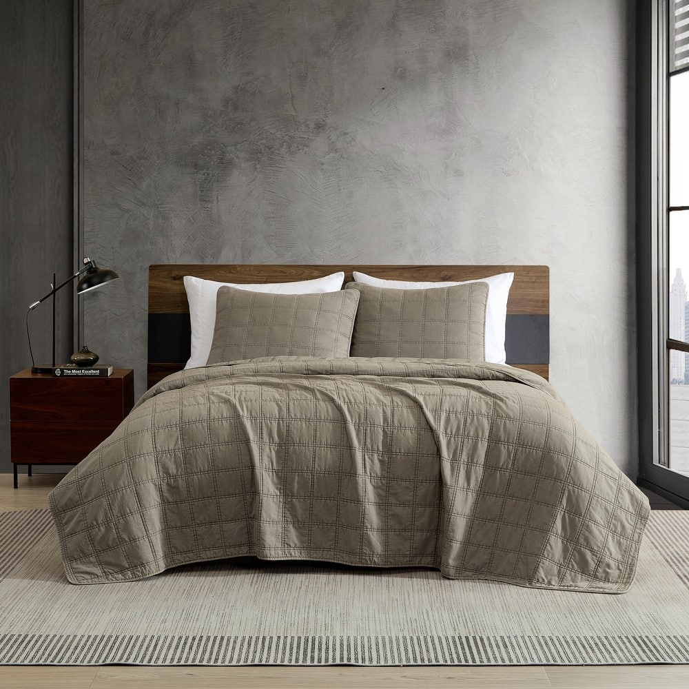 Kenneth Cole Solid Stonewashed Reversible Quilt Set