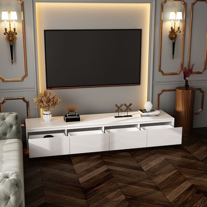 Luminous Elegance High Gloss Entertainment Center with LED Ambiance