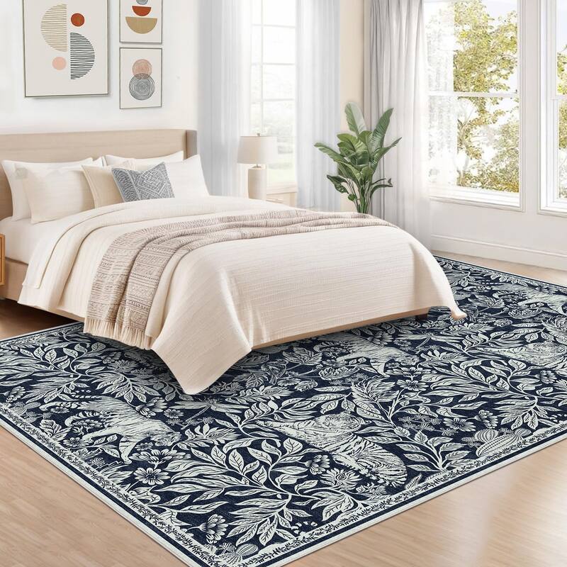 Forest Tiger Rugs Living Room Rug, Soft Washable Bedroom Rug, Low Pile Non-Slip Dining Room Home Office Carpet