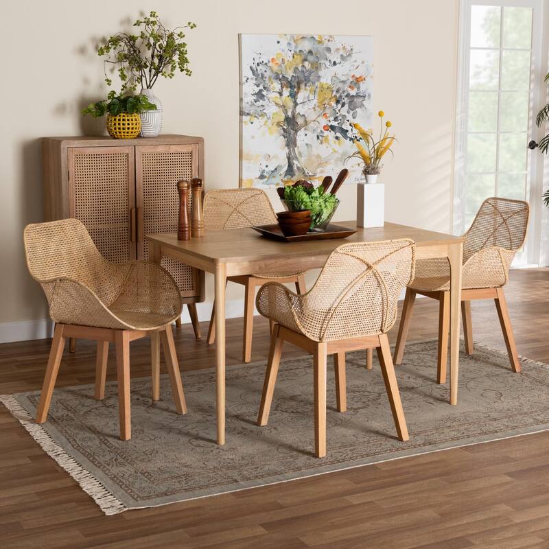 Ballerina Modern Bohemian Rattan and Metal Dining Set