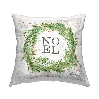 Stupell Noel Holiday Wreath Printed Throw Pillow Design by Kelley Talent