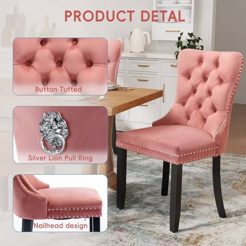 Solid Wood Velvet Upholstered Dining Chair Set of 6