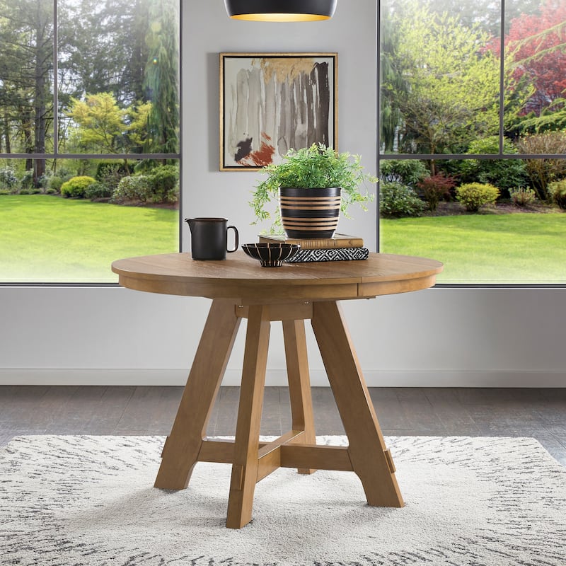 Harstad Wood Finish Extendable Round Dining Table by iNSPIRE Q Modern