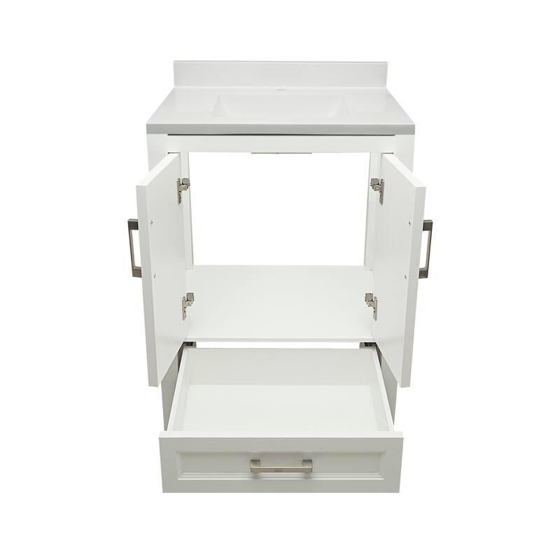 Nevado 25 in. W x 19 in. D x 36 in. H Bath Vanity in with White Cultured Marble Top Single Hole