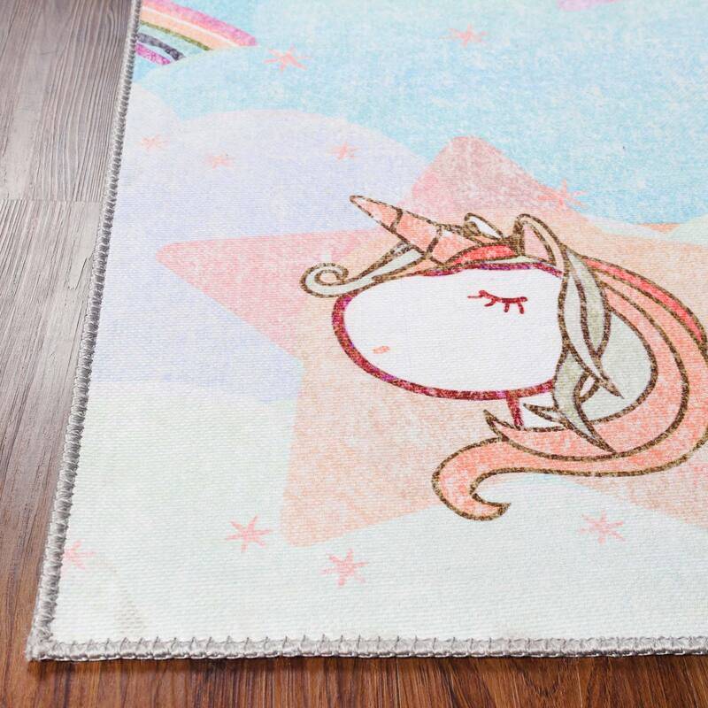 Unicorn Rainbow Colorful Playroom Indoor Area Rug by Superior