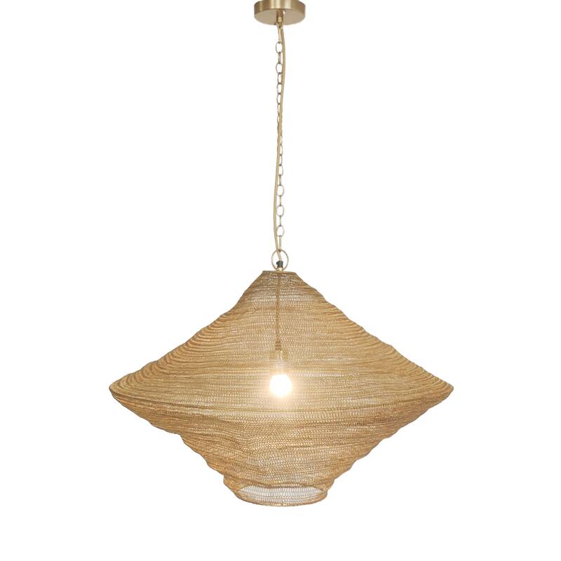 Transitional 1-Light Gold Powder Coat Chain Basket Pendant