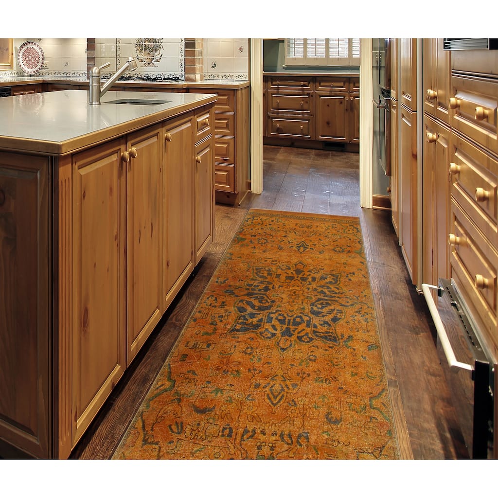 Vintage Overdyed Betania Rust/Blue Runner - 3'11" x 10'6"