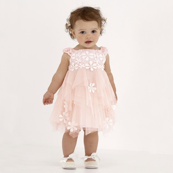 Shop Biscotti Little Girls Pink Daisy Embroidery Layered Netting Easter Dress - Free Shipping On ...